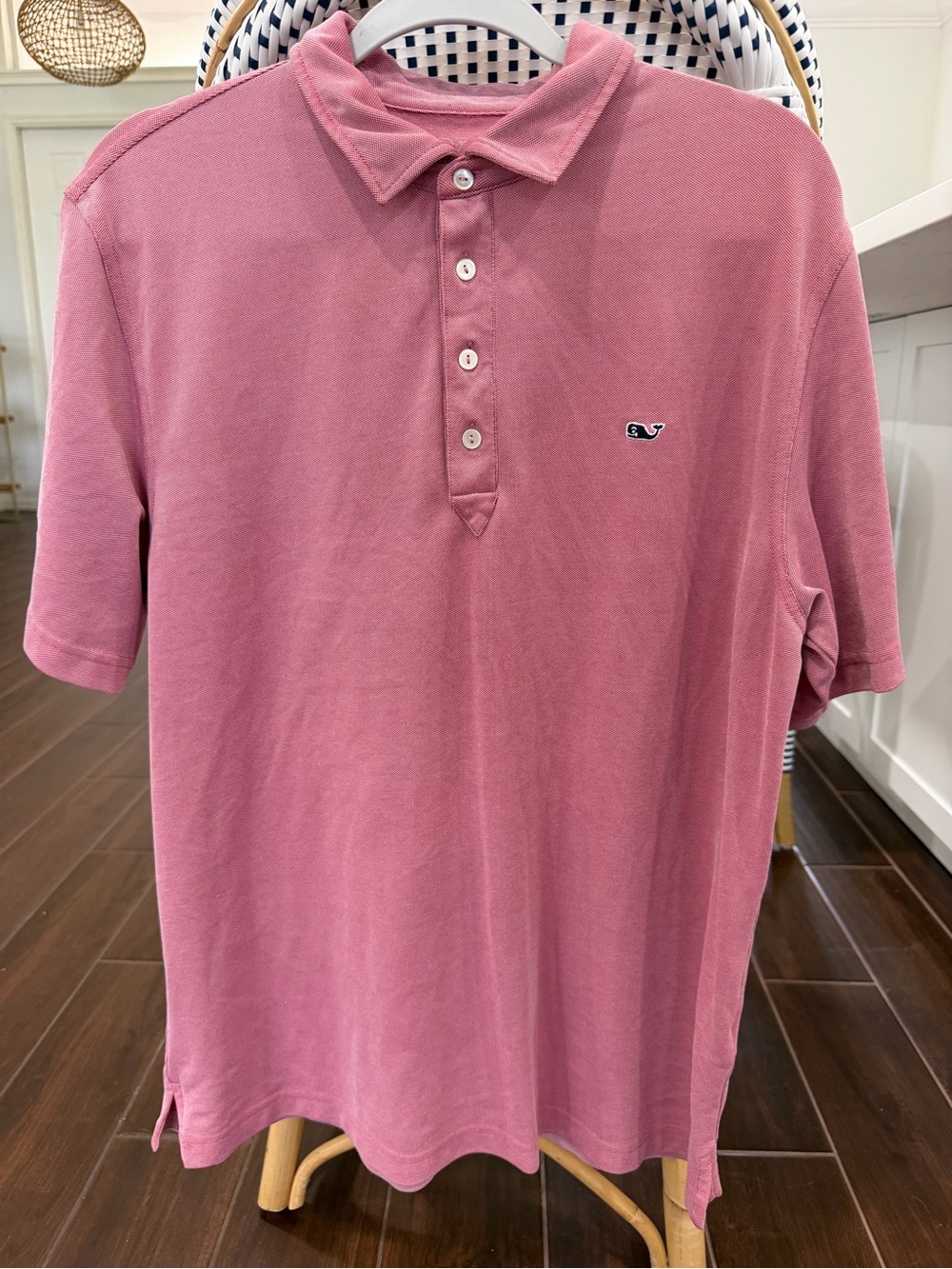 Vineyard Vines Men's Large Pink Cotton Pique Short Sleeve Whale Polo Shirt